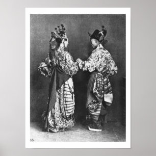 Chinese actors from behind, c.1870 (b/w photo) poster
