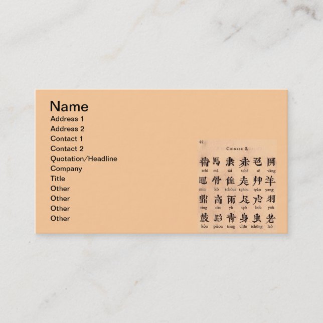 Chinese Alphabet Business Card (Front)