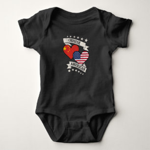 Chinese American Heart Flags China America Baby Bodysuit