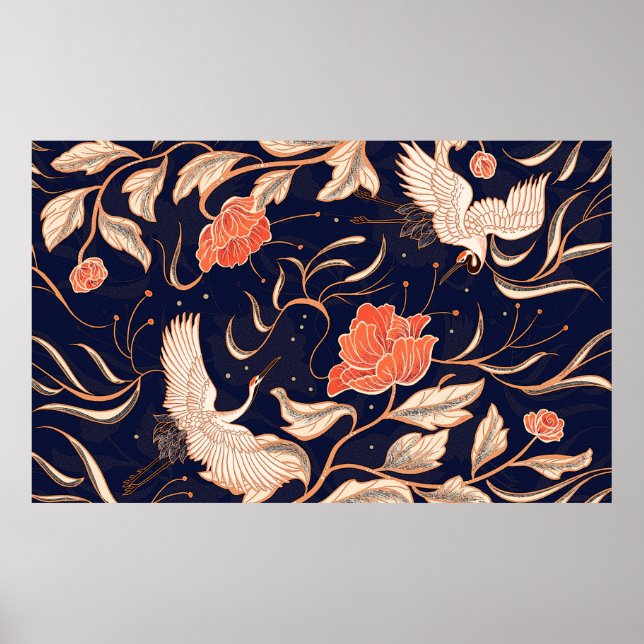 Chinese ancient style beautiful petals poster (Front)
