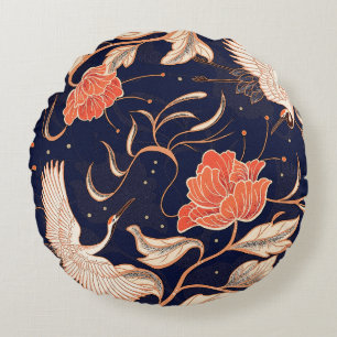 Chinese ancient style beautiful petals round cushion