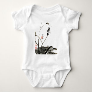 Chinese ancient watercolor paintings baby bodysuit