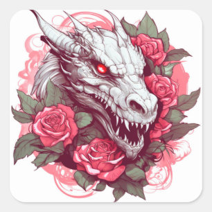 Chinese angry dragon  square sticker