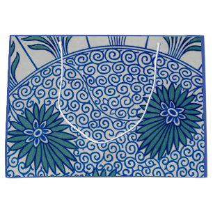 CHINESE ART GIFT BAG BLUE FLORAL PATTERN