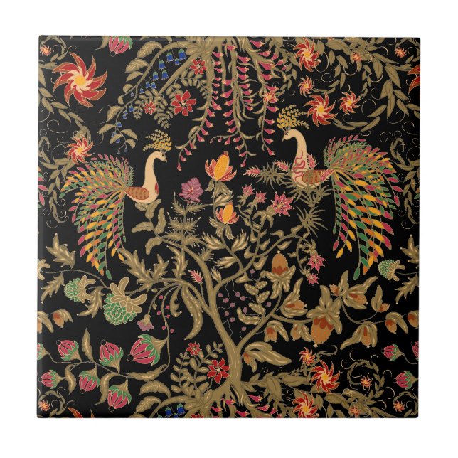 Chinese asian birds forest tree paradise tradition tile (Front)
