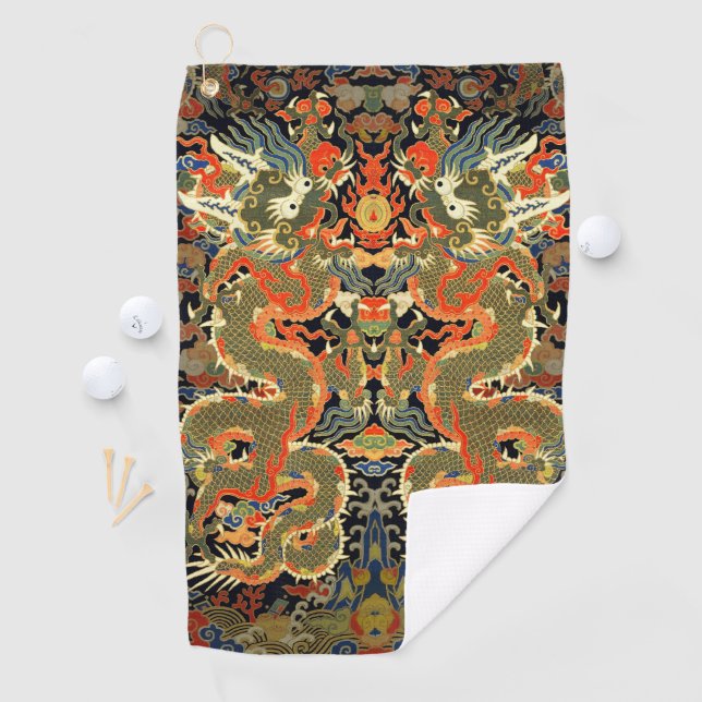Chinese Asian Dragon Colourful Art Golf Towel (InSitu)
