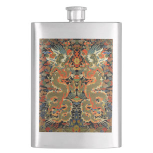Chinese Asian Dragon Colourful Art Hip Flask