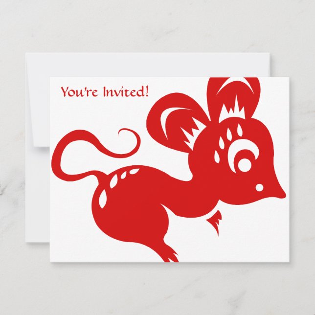 Chinese Astrology Rat Illustration Invitation (Front)