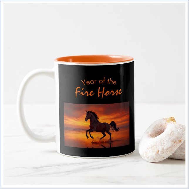 Chinese Astrology Year of the Fire Horse Two-Tone Coffee Mug (Creator Uploaded)