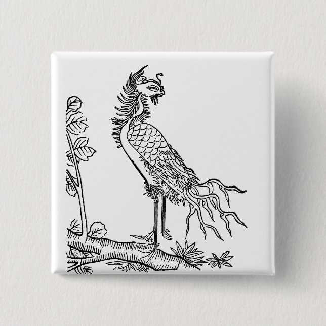 Chinese auspicious bird Luan 15 Cm Square Badge (Front)