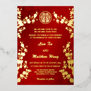 Chinese Bilingual   Red Cherry Blossom Wedding