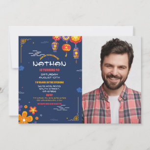 Chinese Birthday Party Restaurant Take Away Photo Invitation
