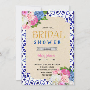 Chinese blue pattern hydrangea invitation