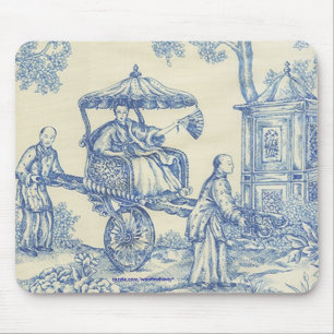 Chinese Blue Toile Mouse Pad