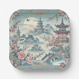 Chinese blue toile paper plate