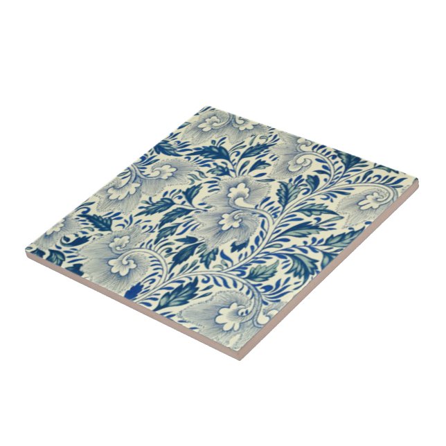 Chinese Blue & White Leaf ~ Delft ~ * ~ Tile (Side)