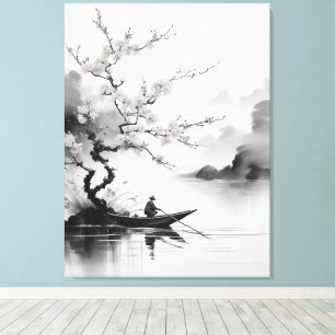 chinese boat man canvas print