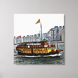 Chinese Boat Victoria Harbour Hong Kong Canvas Print