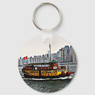 Chinese Boat Victoria Harbour Hong Kong Key Ring