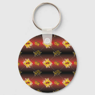 Chinese Born in Year of the Ox Elegant Floral Key Ring