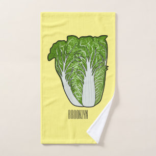 Chinese cabbage cartoon illustration bath towel set
