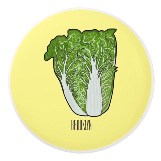 Chinese cabbage cartoon illustration  ceramic knob (Front)