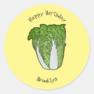 Chinese cabbage cartoon illustration classic round sticker