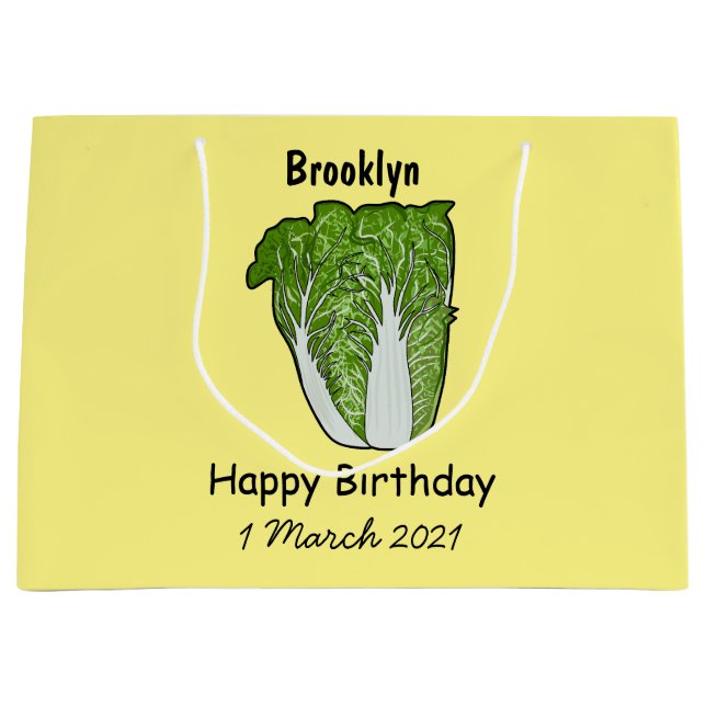 Chinese cabbage cartoon illustration large gift bag (Front)
