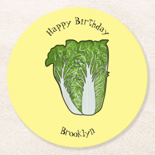 Chinese cabbage cartoon illustration round paper coaster