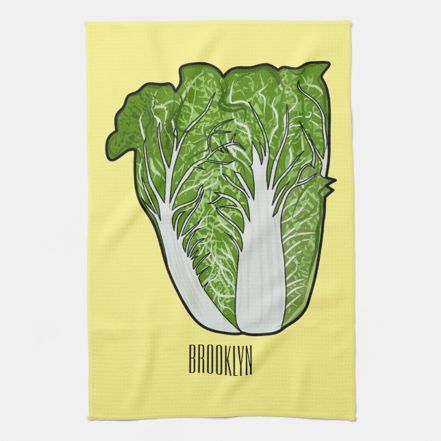 Chinese cabbage cartoon illustration  tea towel (Vertical)