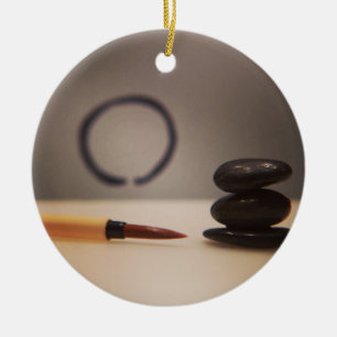 Chinese calligraphy with cairn stones ceramic tree decoration