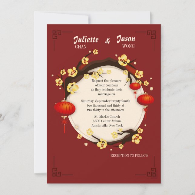 Chinese Celebrations Wedding Invitation (Front)