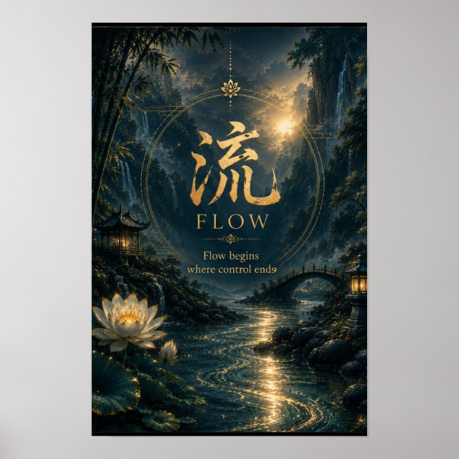 Chinese Character 流 Flow (Liú) Art Print (Front)