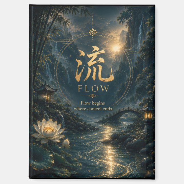Chinese Character 流 Flow (Liú) Decorative Magnet (Front)