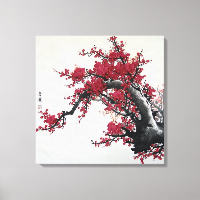 Chinese Cherry Blossom Painting (2 canvas) Canvas Print (Front)
