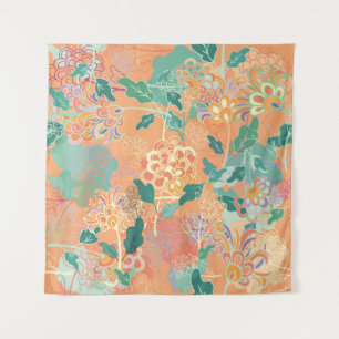 Chinese chrysanthemum: floral orange pattern. tapestry