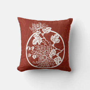 Chinese Chrysanthemums on Red Cushion