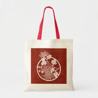 Chinese Chrysanthemums on Red Tote Bag