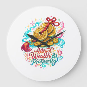 Chinese Coins Lucky Charm Wall Clock Feng Shui P