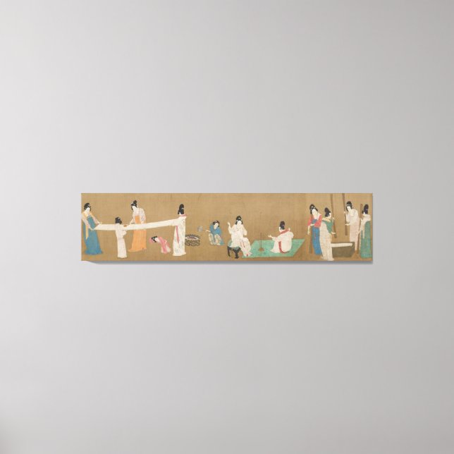 Chinese Court Ladies Preparing Newly Woven Silk Canvas Print (Front)