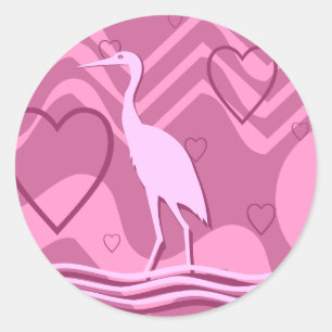 Chinese Crane Envelope Sealer - Purples and Pinks Classic Round Sticker