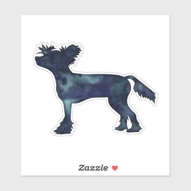 Chinese Crested Black Watercolor Silhouette (Sheet)