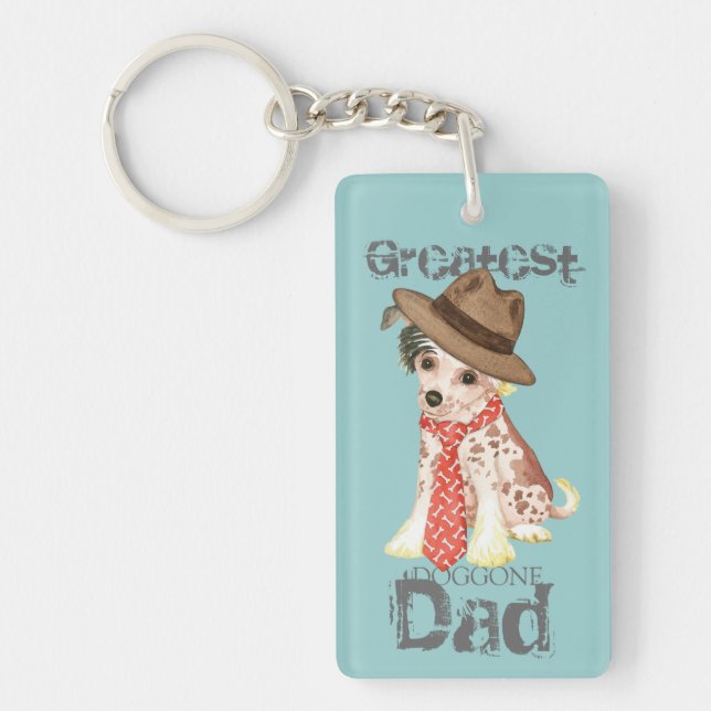 Chinese Crested Dad Key Ring (Front)