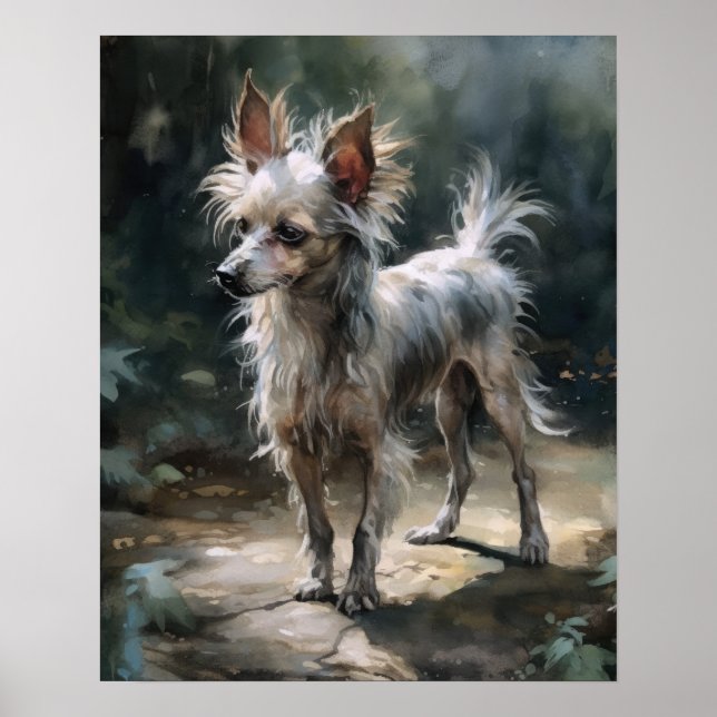 Chinese Crested Dog Art Print Poster (Front)