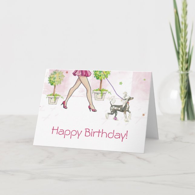 Chinese Crested Dog Birthday Cards (Front)