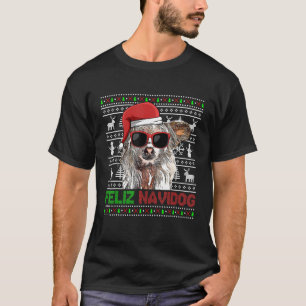 Chinese Crested Dog Feliz Navidog Funny Christmas T-Shirt