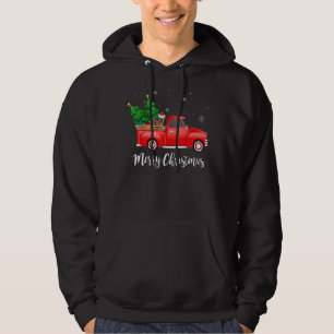 Chinese Crested Dog Riding Red Truck Christmas Hoodie