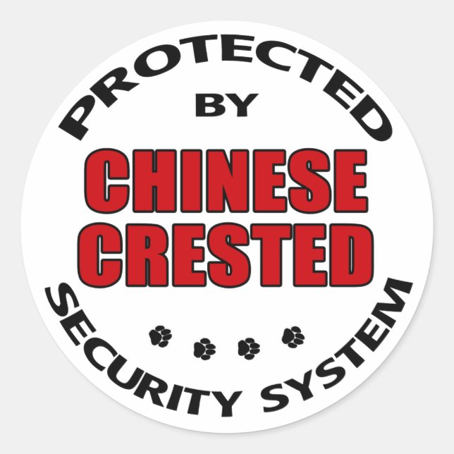 Chinese Crested Dog Security Classic Round Sticker (Front)