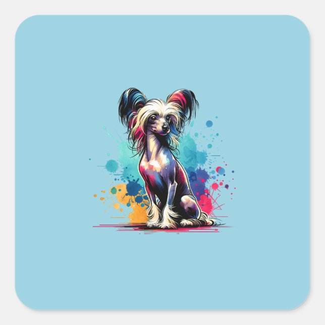 Chinese Crested Dog Square Sticker (Front)