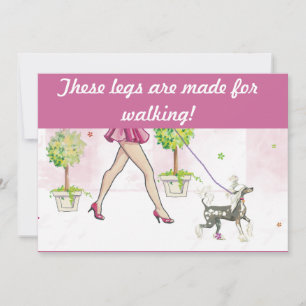 Chinese Crested Dog Walking Invitation Postcard